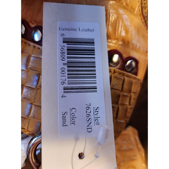 NWT Madi Claire Sand Wagner LEATHER CROCO Embossed SATCHEL BAG PURSE Heart Hand - Picture 3 of 9